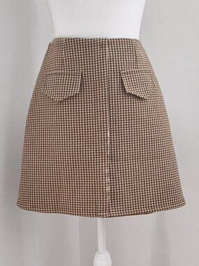 Lodispotto Brown Check A-Line Mini Skirt